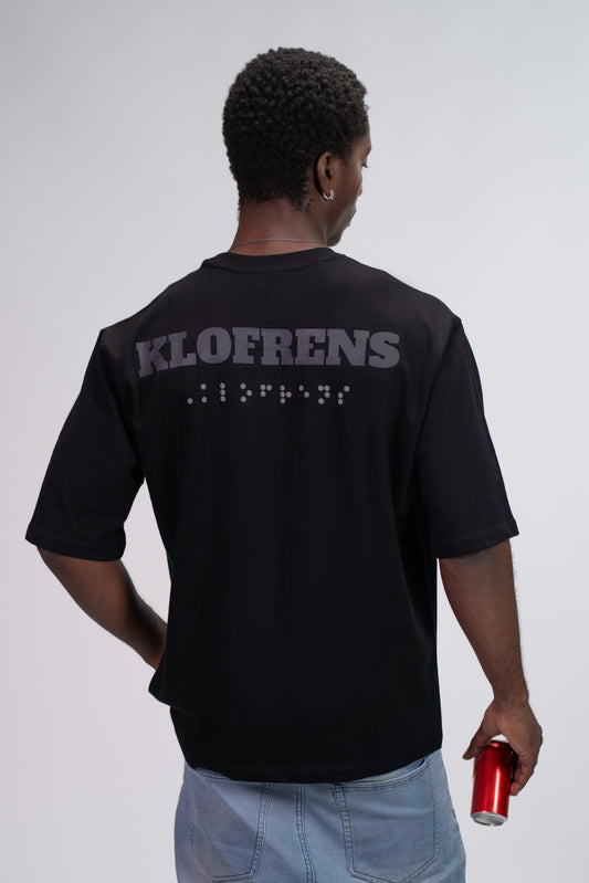 BRAILLE SCRIPT TEE - BLACK