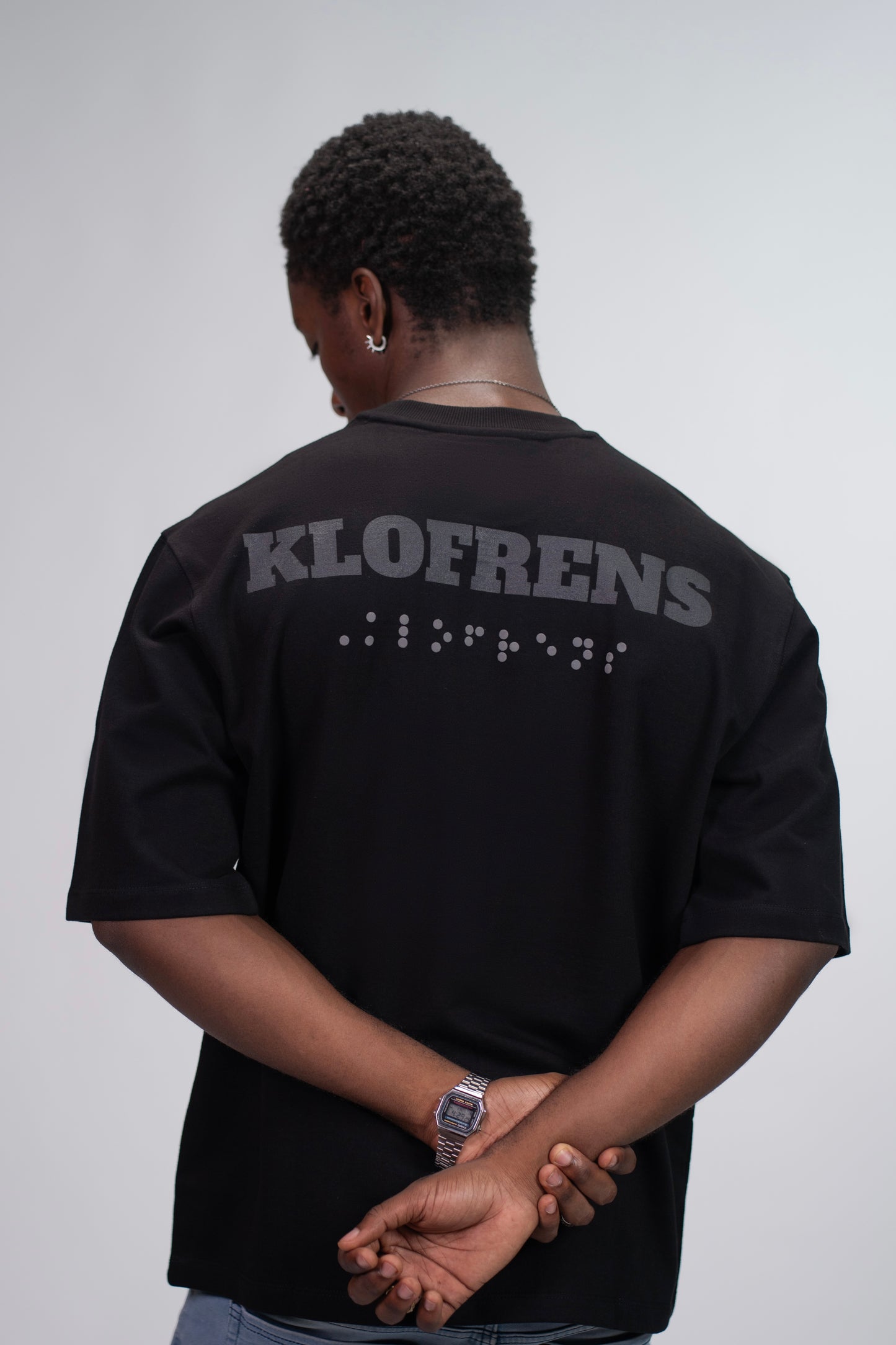 BRAILLE SCRIPT TEE - BLACK