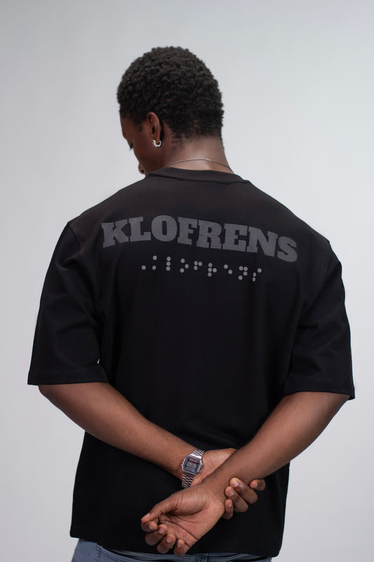 BRAILLE SCRIPT TEE - BLACK