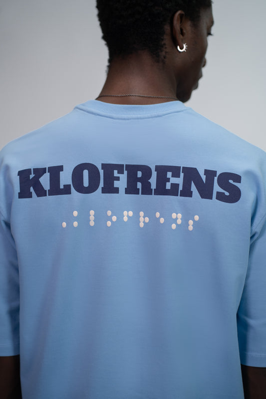 BRAILLE SCRIPT TEE - MISTY BLUE