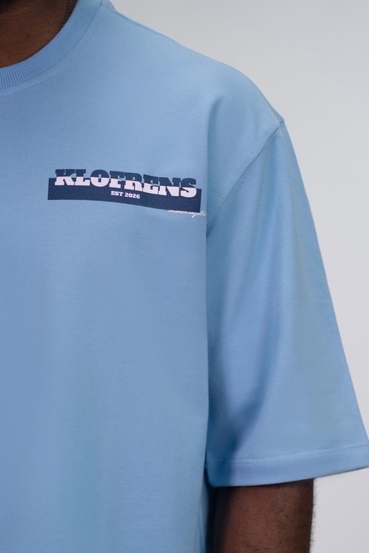 BRAILLE SCRIPT TEE - MISTY BLUE