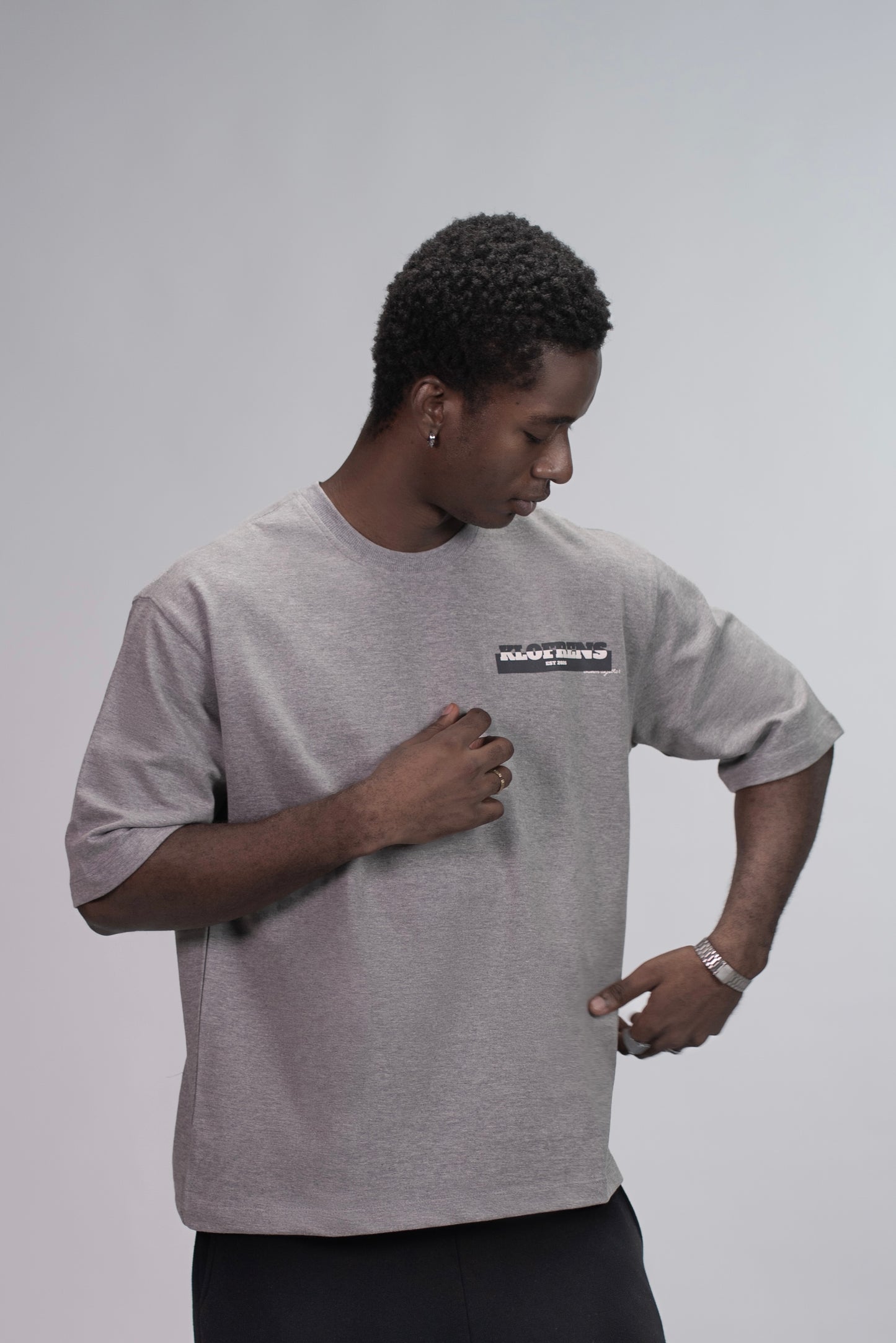 BRAILLE SCRIPT TEE - GREY MELANGE