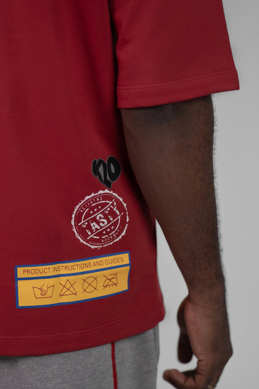 LABEL TEE - DEEP RED