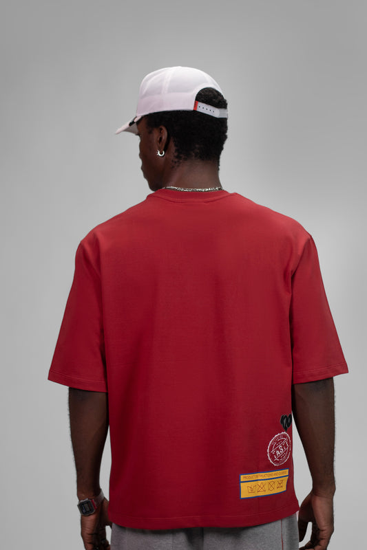 LABEL TEE - DEEP RED
