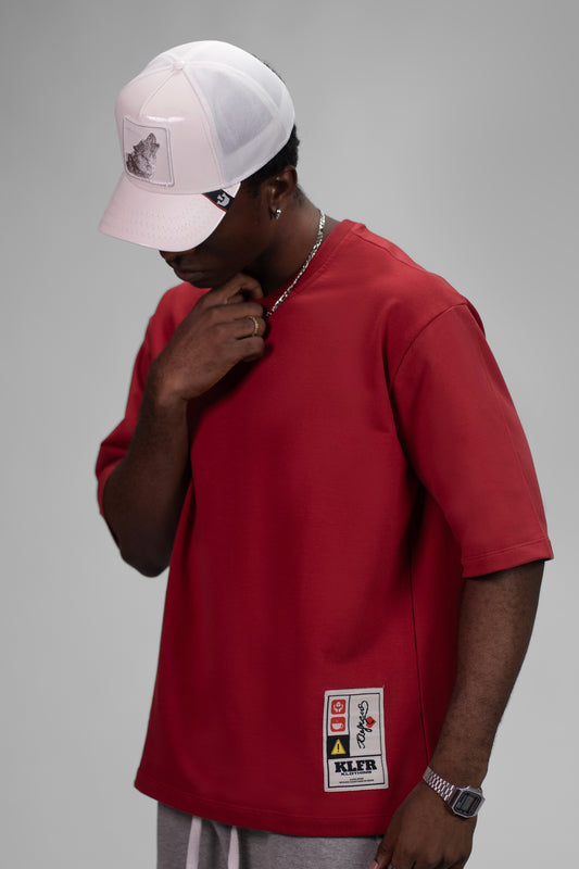 LABEL TEE - DEEP RED