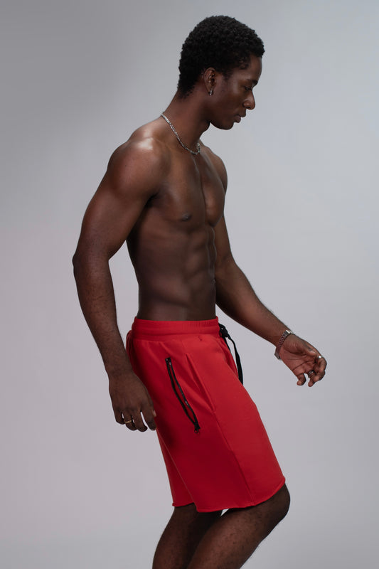 LABEL SHORTS - RED